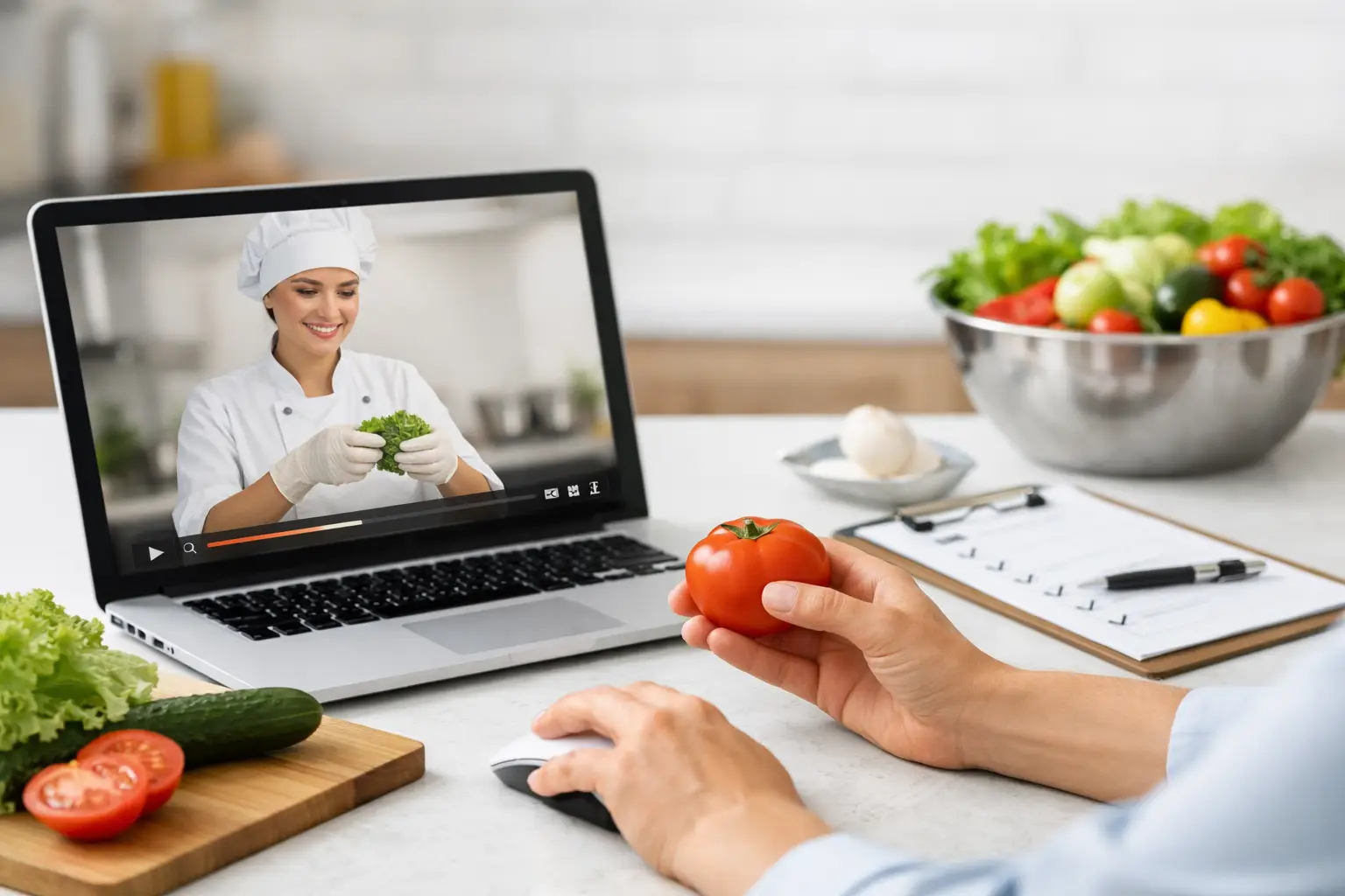 Persona obteniendo el carnet de manipulador de alimentos online homologado en España
